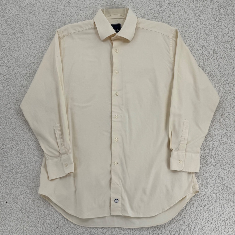 David Donahue Dress Shirt Men Size 16.5 32/33 Cream Button Down Long Slv